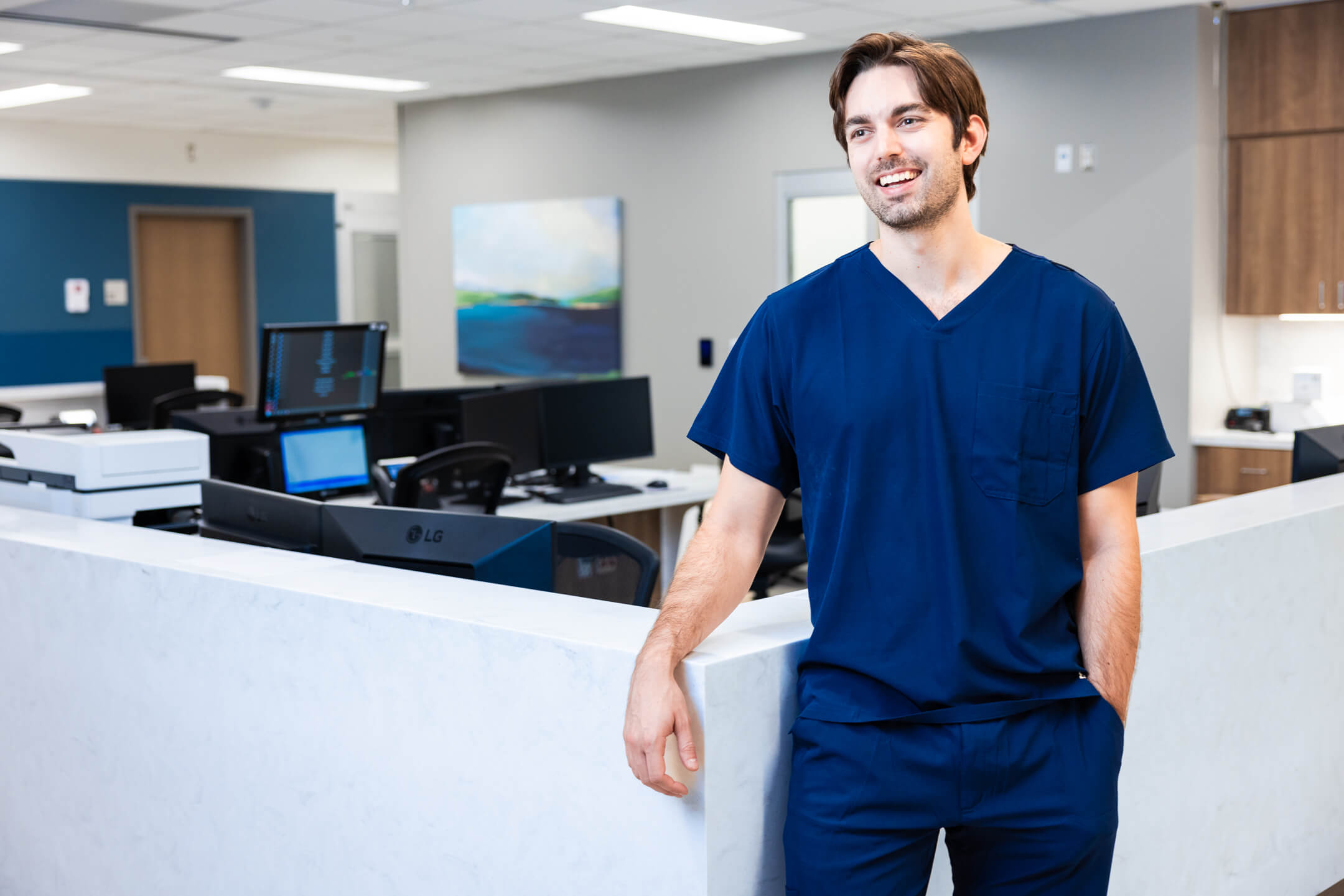 man standing in medical office